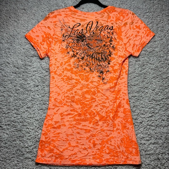Harley Davidson Shirt Womens Large Las Vegas Eagle Wings Motorcycles Streetwear - Picture 5 of 5